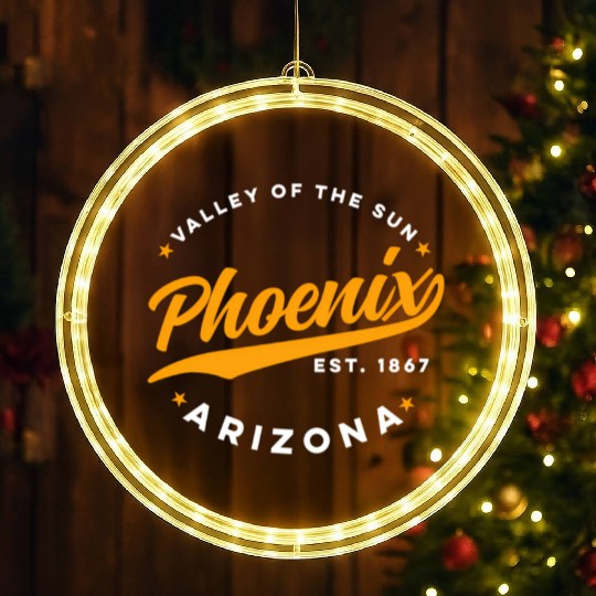 Phoenix Arizonna Valley Of The Sun Orange Text LED Christmas Window Lights