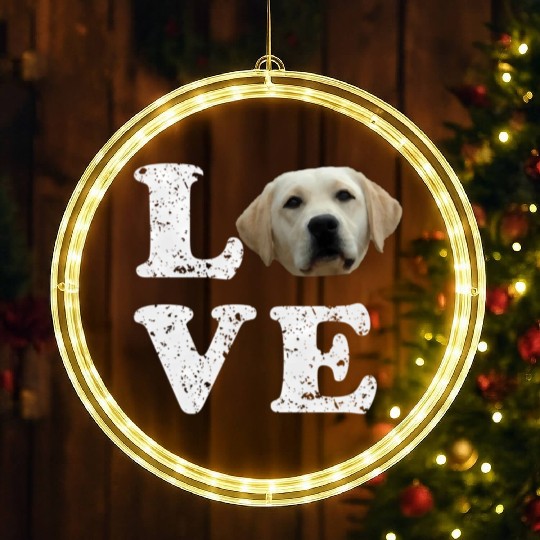 I Love My Yellow Lab Labrador Retriever Dog LED Christmas Window Lights