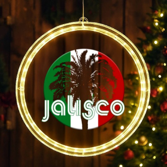 Jalisco Mexico Flag Native Palm Tree Mexican LED Christmas Window Lights