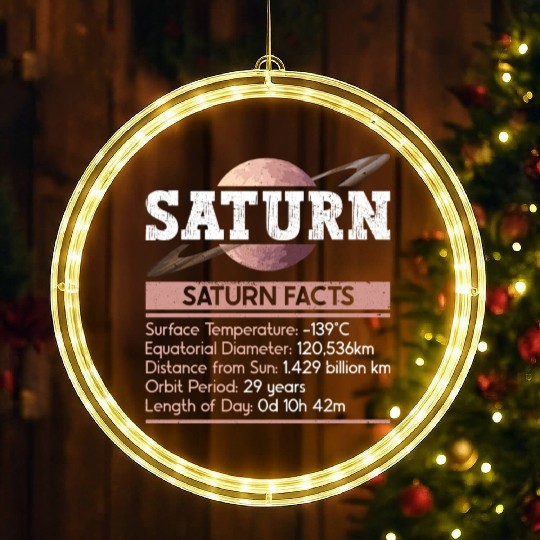 Saturn Planet Facts Space Lover Solar System LED Christmas Window Lights