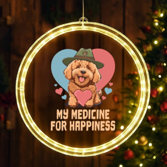 My Medicine For Happiness Goldendoodle Dog Dad LED Christmas Window Lights