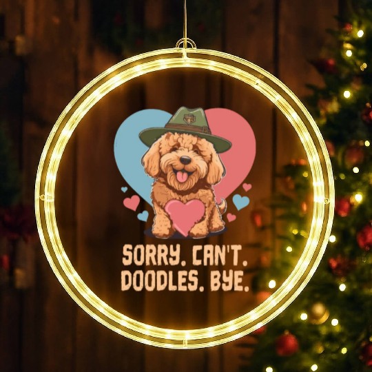 Sorry Can't Doodles Bye Goldendoodle Dog Dad LED Christmas Window Lights