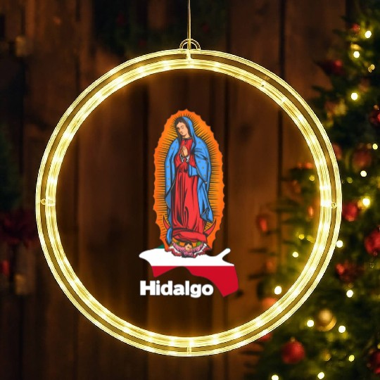 Virgen De Guadalupe With Hidalgo Mexico LED Christmas Window Lights