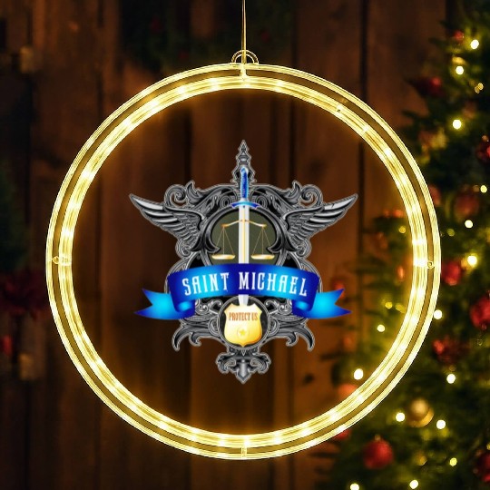 Saint Michael Patron Saint of Police Officers LED Christmas Window Lights