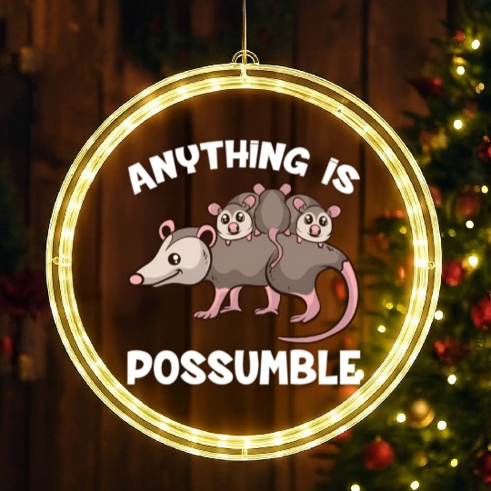 Opossum Anything Is Possumble Possum Family LED Christmas Window Lights