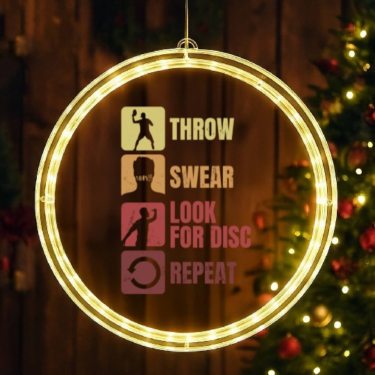 Vintage Frisbee Player Retro Disc Golf LED Christmas Window Lights