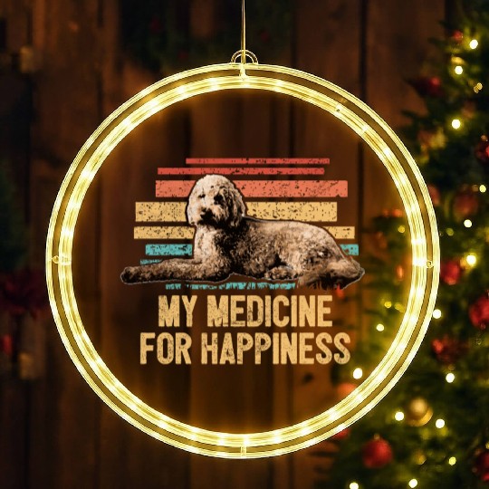 Medicine For Happiness Goldendoodle Dog Doodle LED Christmas Window Lights