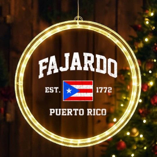 Fajardo Puerto Rico Boricua Flag Athletic Style LED Christmas Window Lights