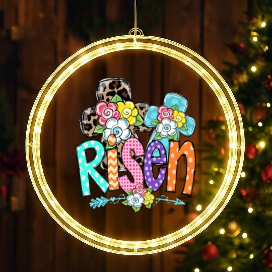 Happy Easter For Christian Mom He Is Risen Leopard LED Christmas Window Lights