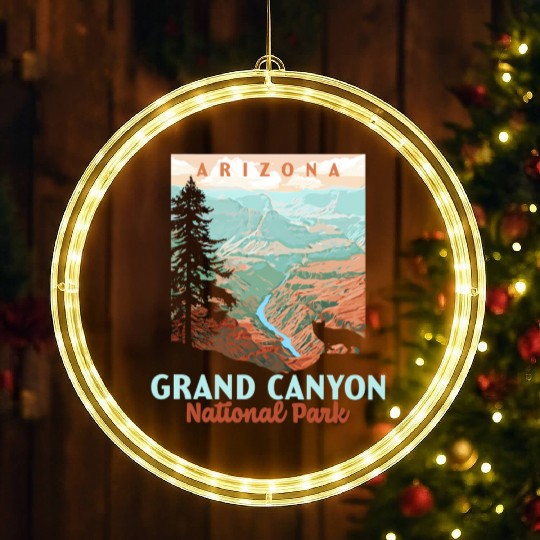 Grand Canyon National Park Arizonna Wpa Style LED Christmas Window Lights