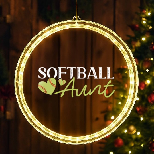 Softball Aunt - Pitcher Softball Player Catcher LED Christmas Window Lights