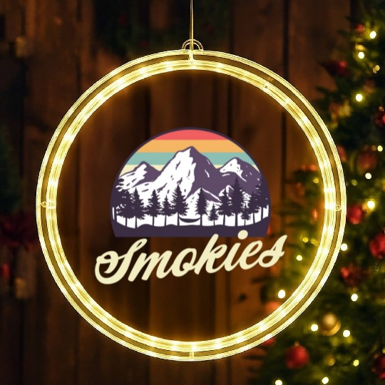 Retro Lake Tahoe Mountains Distressed LED Christmas Window Lights