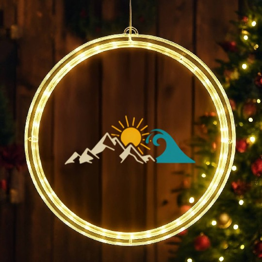 Mountain Sun Wave Nature Hiking Surf Surfer Hiker LED Christmas Window Lights