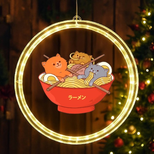 Kawaii Anime Cat Japanese Ramen Noodle LED Christmas Window Lights