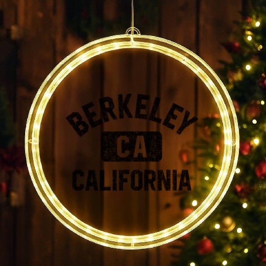 Berkeley Ca California Gym Style Gray W Distress LED Christmas Window Lights