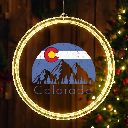 Colorado Mountain Flag LED Christmas Window Lights
