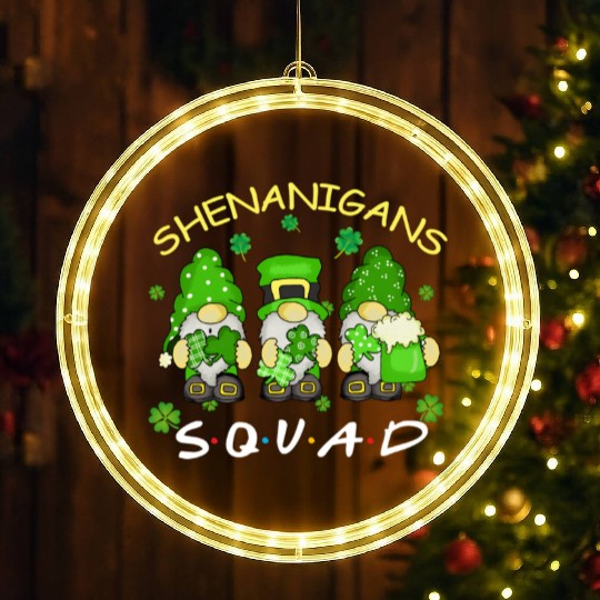 St Patrick'S Day Shenanigans Squad Three Gnomes LED Christmas Window Lights
