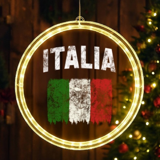 Italia - Distressed Italian Flag LED Christmas Window Lights