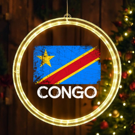 Congolese Flag Made In Congo LED Christmas Window Lights