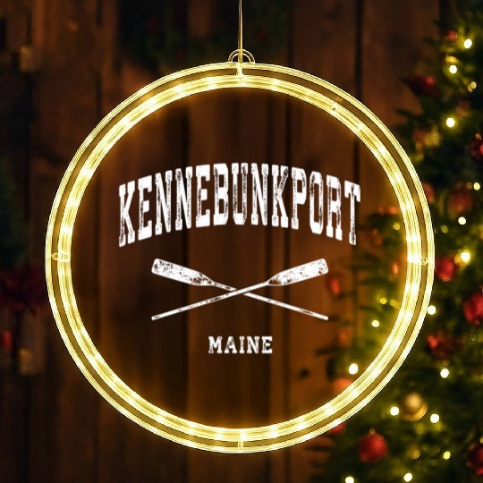 Kennebunkport Maine Nautical Crossed Oars LED Christmas Window Lights