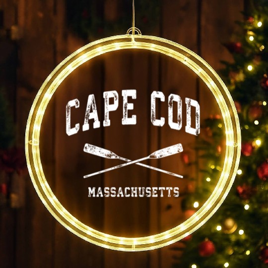 Cape Cod Massachusetts Nautical Crossed Oars LED Christmas Window Lights