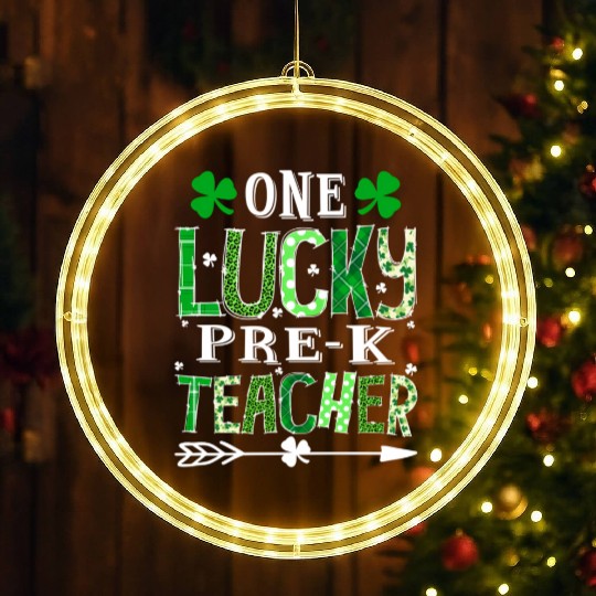 St Patrick'S Day One Lucky Pre-K Teacher Shamrock LED Christmas Window Lights