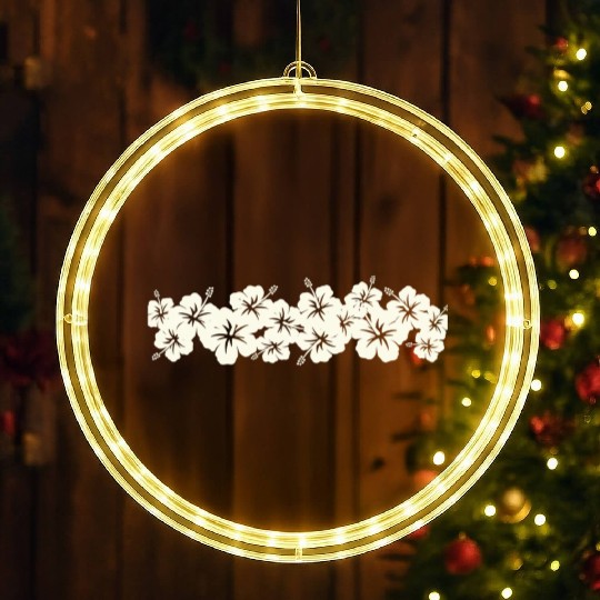 Surfer Style Floral Hibiscus Flower Row 1970S LED Christmas Window Lights