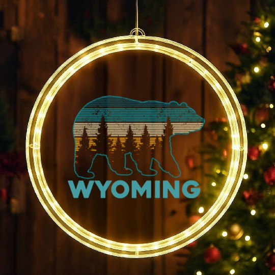 Wyoming Grizzly Bear Nature Hiking LED Christmas Window Lights
