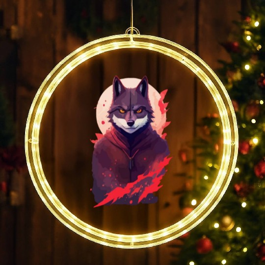 Ninja Style: The Cute Wolf Face with a Twist of Me LED Christmas Window Lights