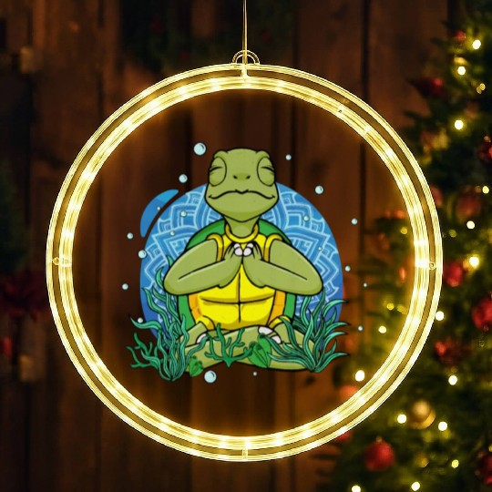 Meditating Sea Turtle Gift Yoga Zen Meditation LED Christmas Window Lights