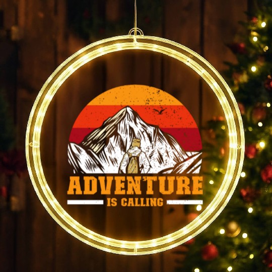 Adventure is Calling hiker Mountaineer Climber LED Christmas Window Lights