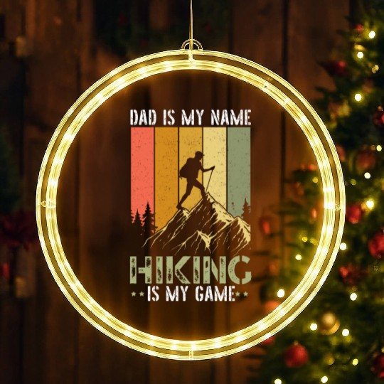 Hike Mountains Climbing Hiker Trek I Love Hiking LED Christmas Window Lights