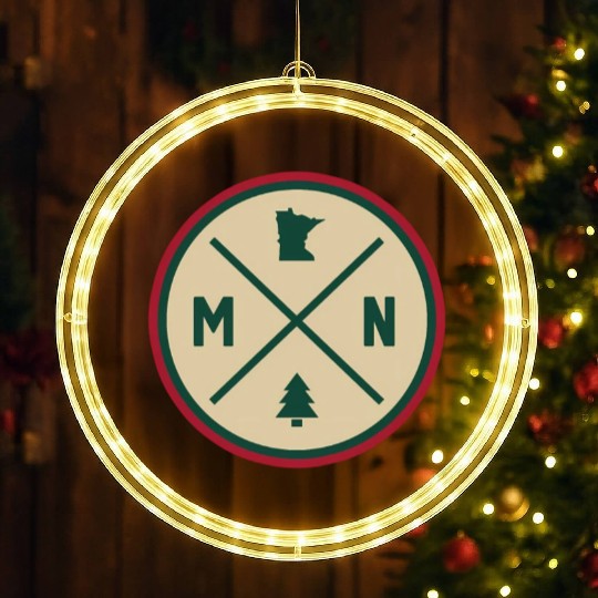 Minnesota Mn Circle Patch Red And Green LED Christmas Window Lights