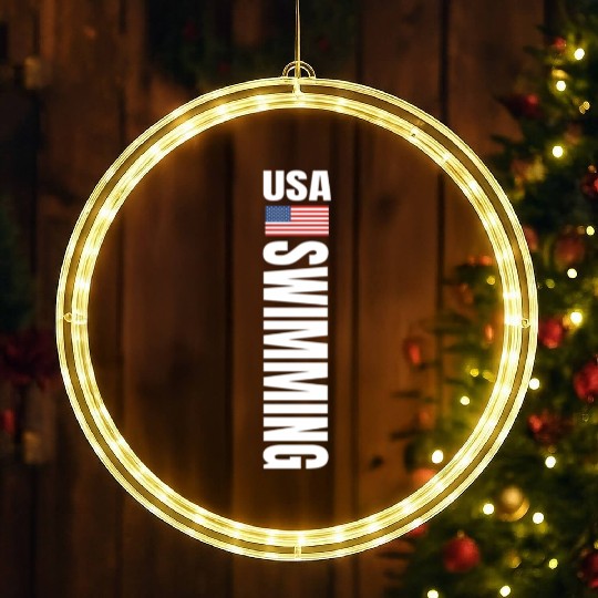 Usa Swimming American Flag Swim Sport Team LED Christmas Window Lights
