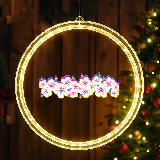 Hawaii Hibiscus Flower Row 1970S Glitch Aesthetic LED Christmas Window Lights