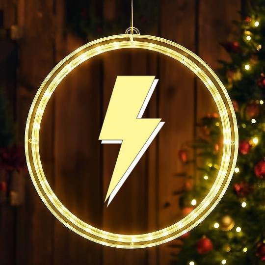 Aesthetic Pastel Yellow Lightning Bolt LED Christmas Window Lights