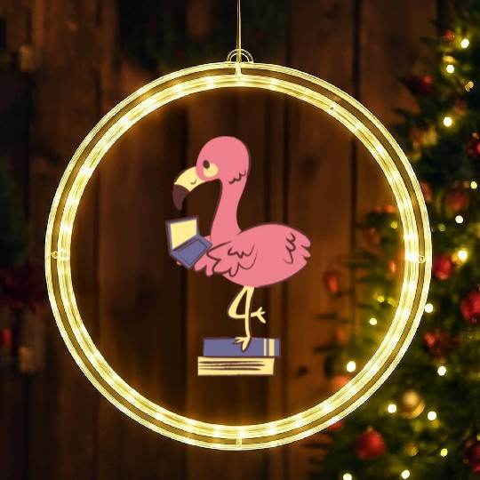 Flamingo Using A Laptop LED Christmas Window Lights