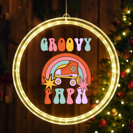 Groovy Papa Baby Shower Family Fathers Day LED Christmas Window Lights