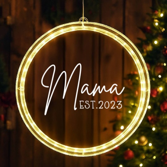 Mama Est 2023 Pocket Promoted To Mama Pregnancy LED Christmas Window Lights