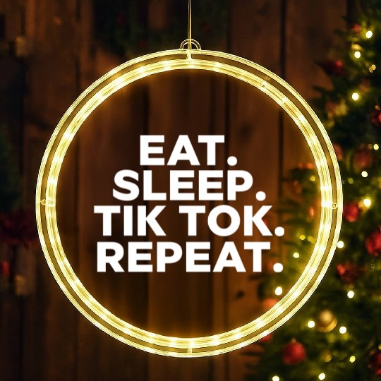 Eat Sleep tiktok Repeat retro vintage colors LED Christmas Window Lights