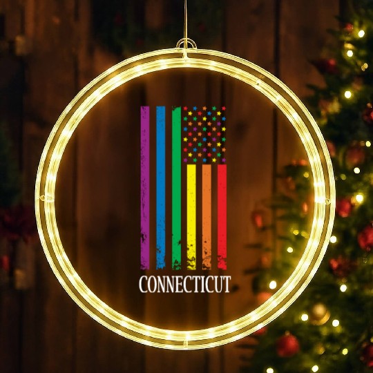 Connecticut Pride Month Pride Flag LGBT Community LED Christmas Window Lights