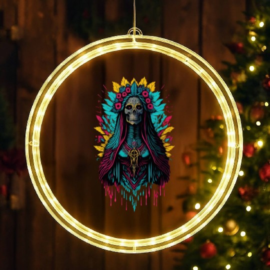 Santa Muerte de Guadalupe LED Christmas Window Lights