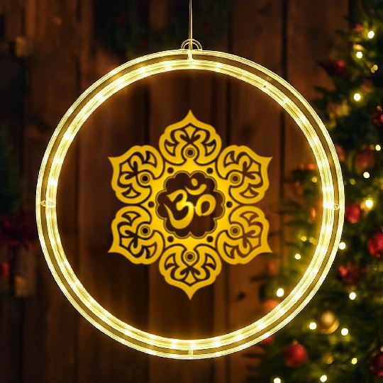 Yellow Lotus Yoga Om LED Christmas Window Lights