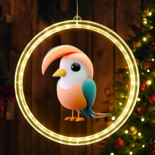 Cute Bird of Paradise 3D Render LED Christmas Window Lights