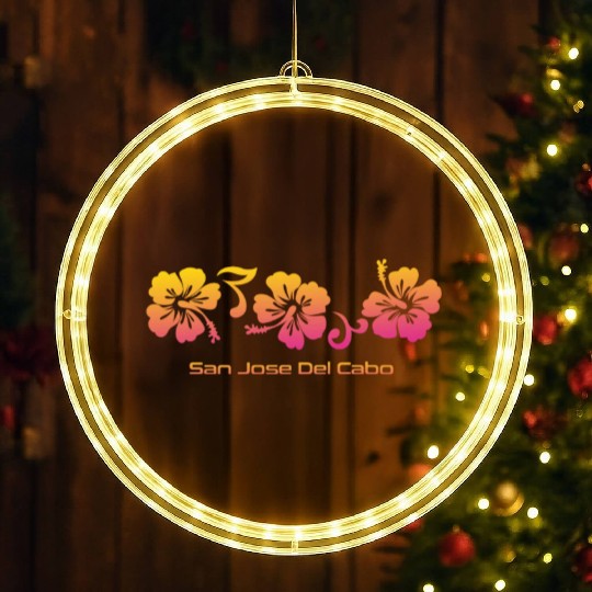 San Jose Del Cabo Mexico Hibiscus Souvenir LED Christmas Window Lights