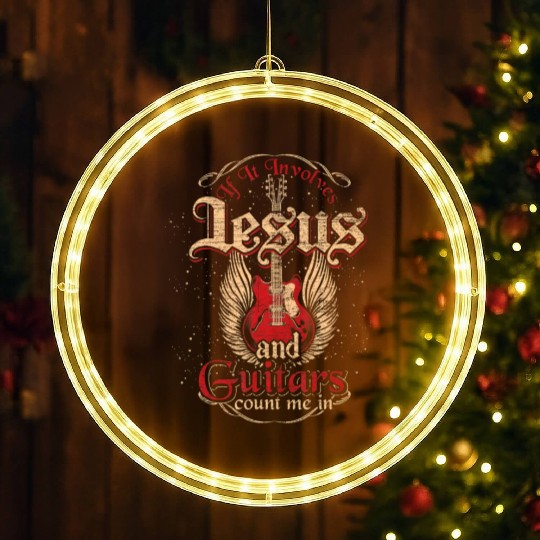 Guitarist Guitar Musician Christian Music Jesus LED Christmas Window Lights