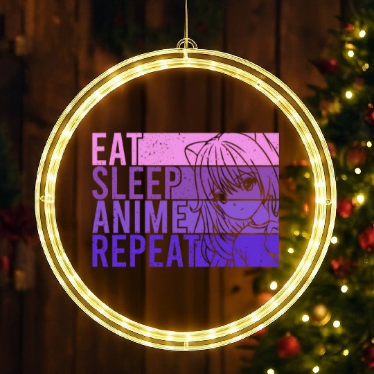Anime LED Christmas Window Lights Eat Sleep Anime Repeat Anime