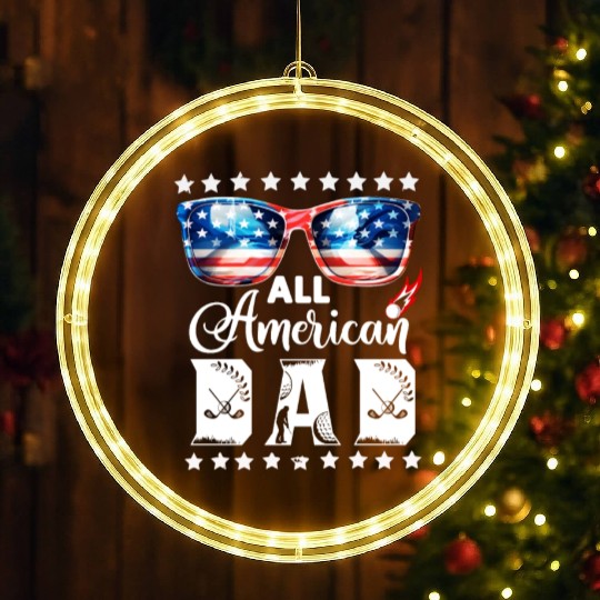 All American Golf Dad Father's Day 4th Of July LED Christmas Window Lights
