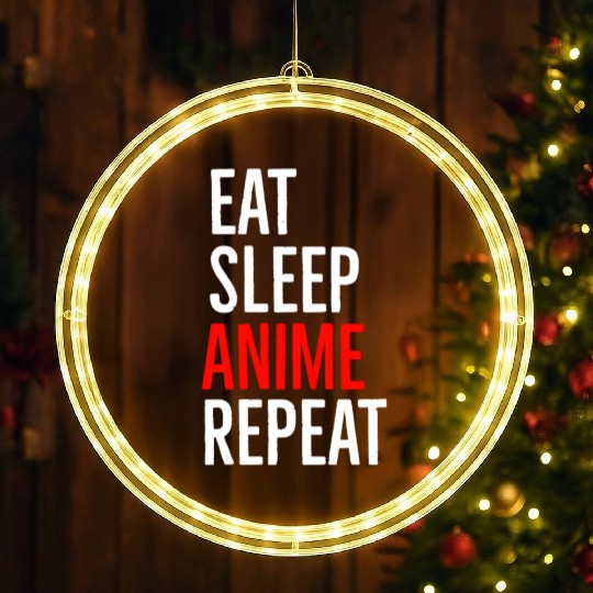 Eat Sleep Anime Repeat LED Christmas Window Lights
