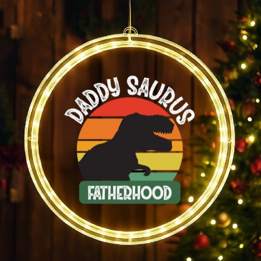 Daddy Saurus Family Father's Day Fatherhood LED Christmas Window Lights